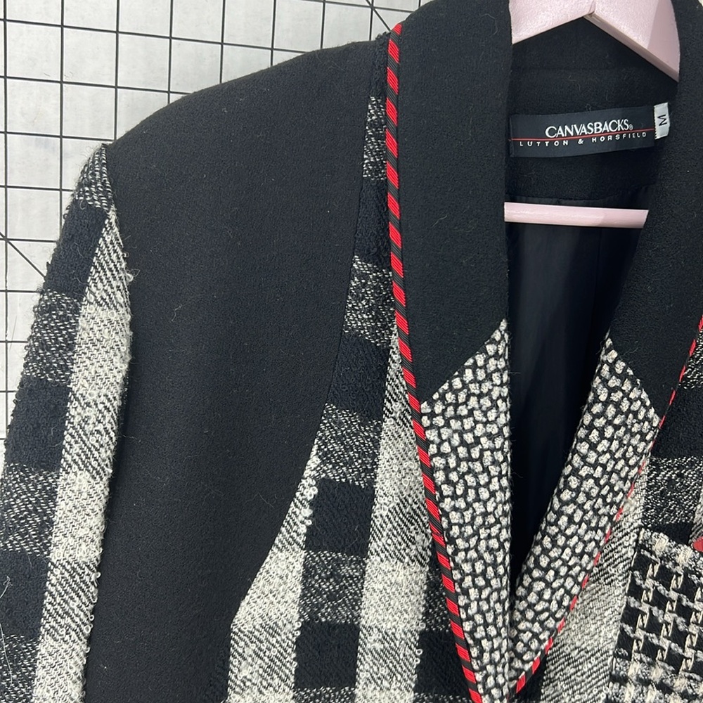 Canvas backs Lutton & horsField vintage check print art wear wool blend blazer M - Picture 6 of 14